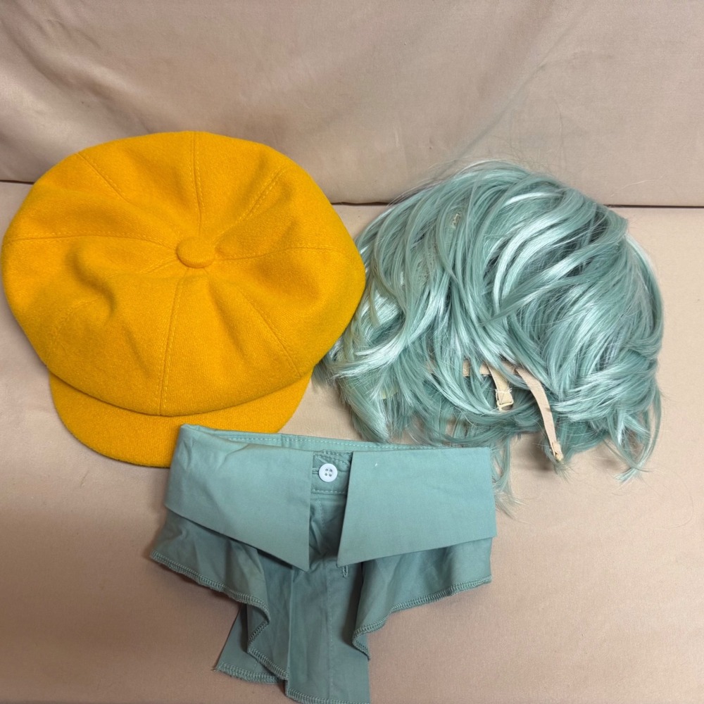 Baby Saja Kpop Demon Hunters Costume Set Yellow Hat Teal Wig Collar Netflix Look - Picture 2 of 2